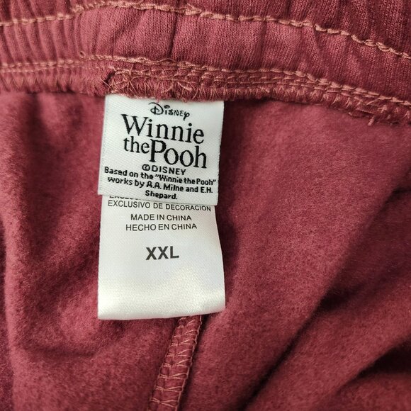 Freeze NY Winnie The Pooh Jogger Burgundy Women Size 2XL Fleece Tonal Embroidery - Picture 7 of 16